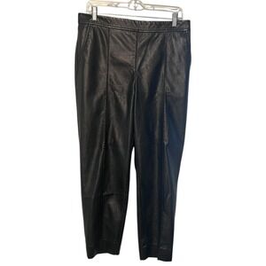 Banana Republic‎ Black Faux Leather Pants Size M High Rise Tapered Leg Y2K